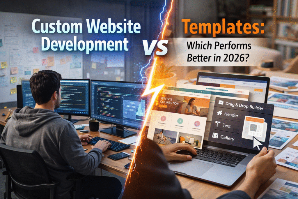 custom website development vs templates